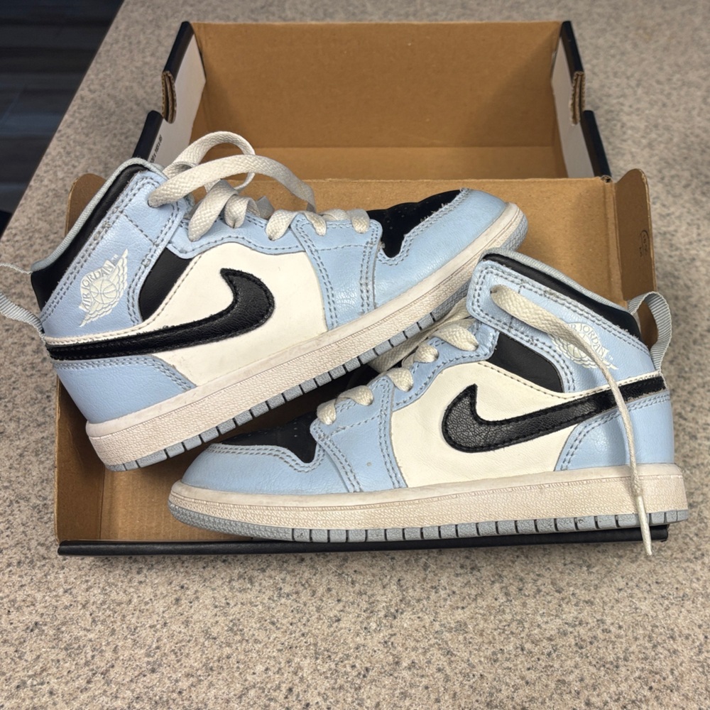 Nike Jordans for Kids in Sky Blue, Black, and White